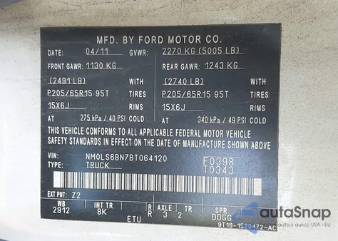 2011 Ford Transit Connect Xlt z USA, uszkodzony, nr VIN NM0LS6BN7BT064120